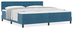 Boxspring Ágy Matrac Kék 200x200 cm Bársonyos