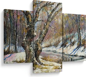 Egy festett téli táj képe (90x60 cm)