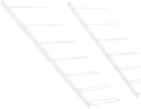 2 db fehér fém falra szerelhető bortartó állvány 7 palacknak