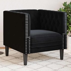 Chesterfield Kanapé Szék Fekete 71 x 74.5 x 70.5 cm Bársony
