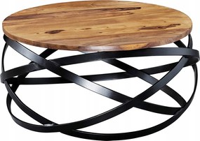 Dohányzóasztal Industrial Wohnling kerek 60 x 60 x 30cm Wood Black