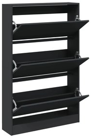 fekete szerelt fa cipőszekrény 80 x 21 x 125,5 cm