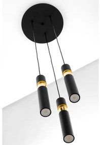 Jupiter 2013 - Csillár zsinóron ALAS 3xGU10/10W/230V fekete/arany