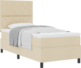 vidaXL Boxrugós ágy matracmal fejtámlával Krém 100 x 200 cm szövet
