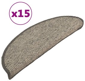 15 db bézs-szürke öntapadó lépcsőszőnyeg 56x17x3 cm