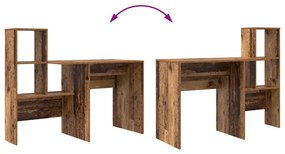 Asztal polcokkal Régi fa 131.5 x 50 x 106.5 cm Faanyag