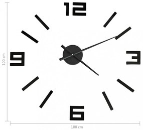 fekete modern 3D falióra 100 cm XXL