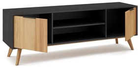 Fekete-natúr színű borovi fenyő TV-állvány 140x53 cm Lavis – Marckeric