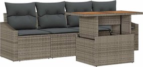 vidaXL Kerti Kanapé Szett tárolóval 5 pcs Szürke Poli rattan
