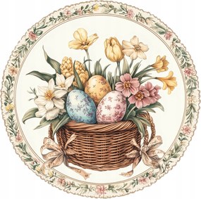 Húsvéti tányéralátétek x4 dekoráció Virágok és húsvéti tojások a kosárban