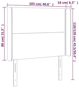 fehér műbőr LED-es fejtámla 103x16x118/128 cm