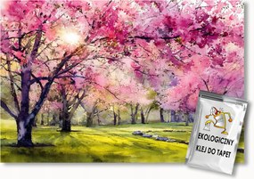 Fotótapéta Flizelina Park Kert Tavasz Nap Fák Virágok 200x140 ragasztó