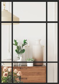 HOMCOM téglalap fali tükör, 70 x 50 cm — ablakhatású fekete fémkeret, dekoráció nappaliba, hálószobába és előszobába | Aosom