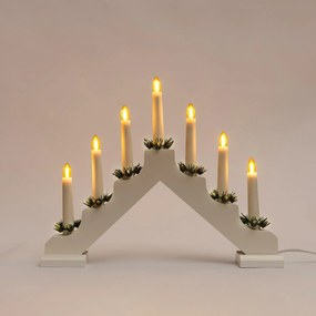 Exihand adventi gyertyatartó 2262-210 fa fehér, 7x34V/0.2W Led izzószál sárga