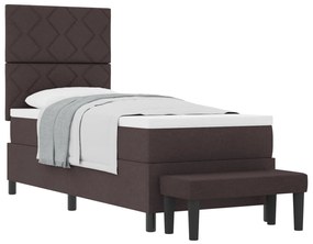Box Spring Ágy Matraccal és Pad Sötétbarna 80x200 cm Szövet