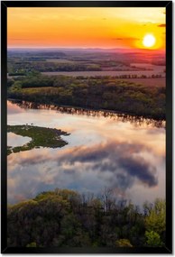 Poszterek keretben 40x60 Folyó erdő naplemente