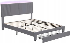 Kárpitozott ágy 160x200 cm Usb Led világítással bársony szürke