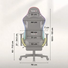 Gamer szék, Force lábtartóval fekete RGB