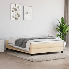 krémszínű szövet rugós ágy matraccal 160 x 200 cm