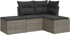 vidaXL 4 részes szürke polyrattan kerti ülőgarnitúra párnákkal