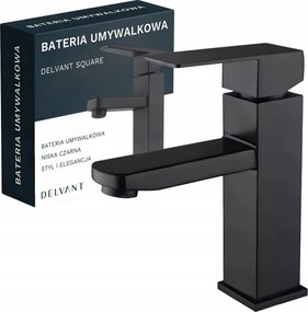 Fürdőszobai Álló Mosdó Csaptelep Pultra Szerelhető Delvant Square Alacsony Fekete