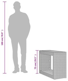 bézs polyrattan kerti kisasztal fa asztallappal 100x40x75 cm