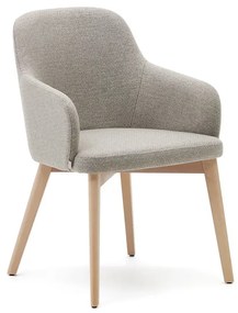 Bézs kárpitozott karfás étkezőfotel Nelida – Kave Home
