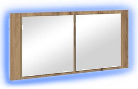 LED Tükörszekrény Kézműves Tölgyfa 100x12x45 cm Mérnöki Fa