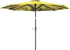 Outsunny Napernyő Ø300 cm, Napernyő Kézi Forgatókarral, Mintás, Október Erkély Napernyő Strand Napernyő Szélálló Stabil Piac Napernyő Napvédő Strandho