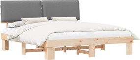 vidaXL Ágykeret Kárpitozott Fejtámlával Világosszürke 200 x 200 cm