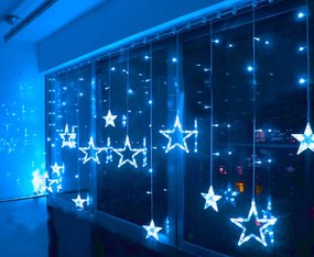 Led karácsonyi fényfüggöny lógó csillagok Kék