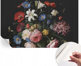 Öntapadós fali tapéta Prémium Virágok rovarokkal 416x254 cm