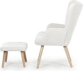 Relaxační křeslo, bílá, látka bouclé, AK-319 WT2