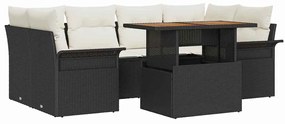 vidaXL Kerti Kanapé Szett párnával 7 pcs Fekete és krémszínű