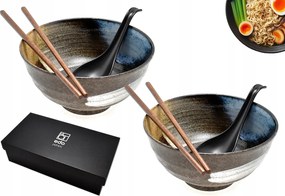 2 db-os tál szett kanállal és pálcikákkal Udon Tomatsu 800 ml Box