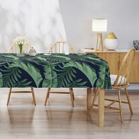 Abrosz asztalra 140x240 fekete zöld levelek monstery Panama