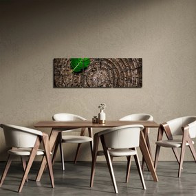 Kép egy levél a fatörzsön (órával) (90x30 cm)