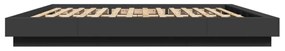 vidaXL fekete szerelt fa ágykeret LED-világítással 180 x 200 cm