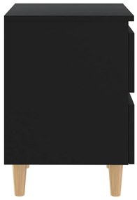 2 db fekete éjjeliszekrény tömör fenyőfa lábakkal 40x35x50 cm