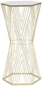 aranyszínű asztal geometrikus vázzal és tükörlapos üveglappal – Hatszögletű