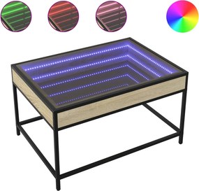 vidaXL sonoma tölgy végtelen hatású LED-es dohányzóasztal 70x50x41 cm
