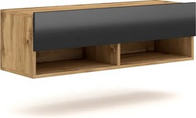 TV szekrény 100 cm 1 ajtós Wotan tölgy / fekete magasfény színkombinációban – DERBY