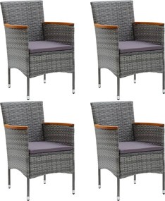 vidaXL 4 db szürke kerti polyrattan étkezőszék