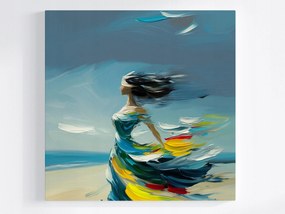 Poszter Nő Figura Tengerpart Szél Nyár Mozgás 40x40