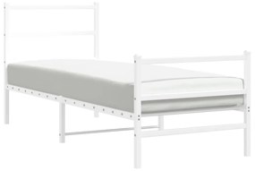 fehér fém ágykeret fej- és lábtámlával 80 x 200 cm