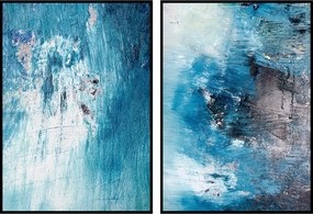 Poszter akvarell festék kék absztrakt 13x18cm