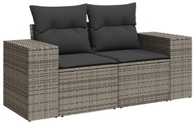 10 részes szürke polyrattan kerti ülőgarnitúra párnákkal