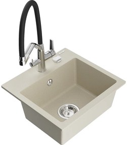 Mexen Milo egymedencés gránit mosogató Duo konyhai csapteleppel, bézs - 6505-69-671701-07