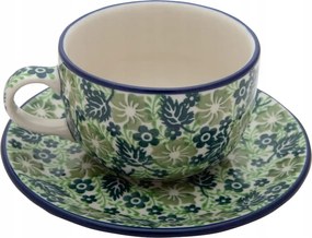 200 ml-es csésze csészealjjal Művészi kerámia Bolesławiec dek 2434