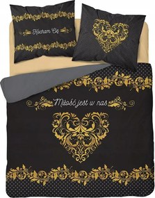 Pamut ágyneműhuzat 160x200 Home fekete sárga Holland